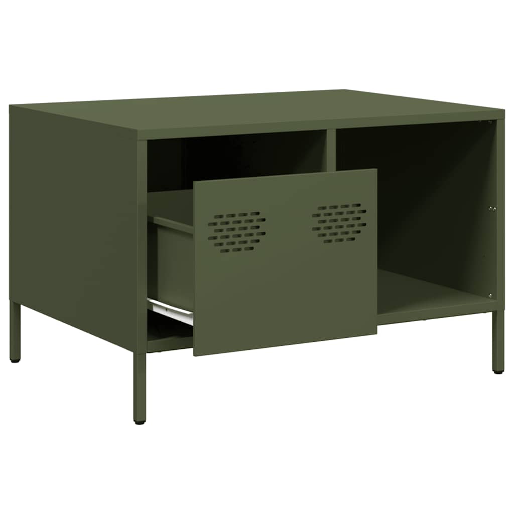 vidaXL Măsuță cafea verde măsliniu 68,5x50x43,5cm oțel laminat la rece vidaXL Măsuță cafea verde măsliniu 68,5x50x43,5cm oțel laminat la rece