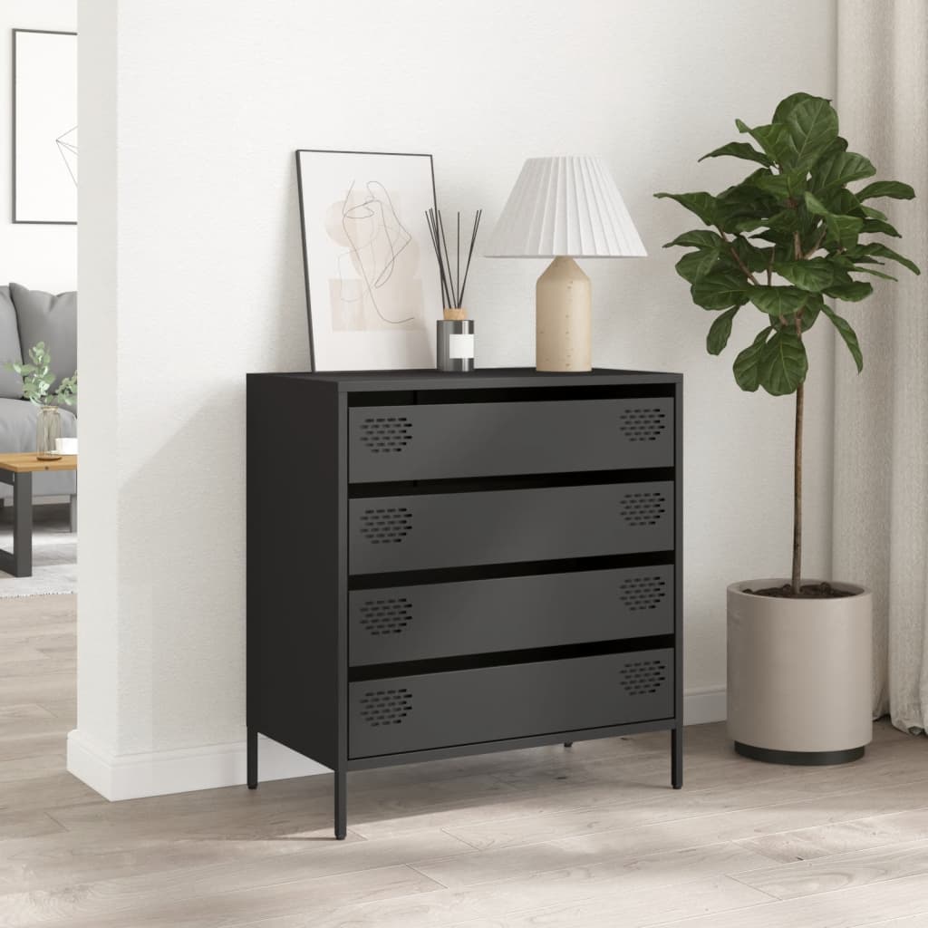 vidaXL Dulap, negru, 68x39x73,5 cm, oțel laminat la rece vidaXL Dulap, negru, 68x39x73,5 cm, oțel laminat la rece