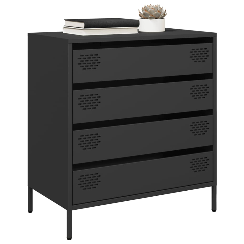 vidaXL Dulap, negru, 68x39x73,5 cm, oțel laminat la rece vidaXL Dulap, negru, 68x39x73,5 cm, oțel laminat la rece