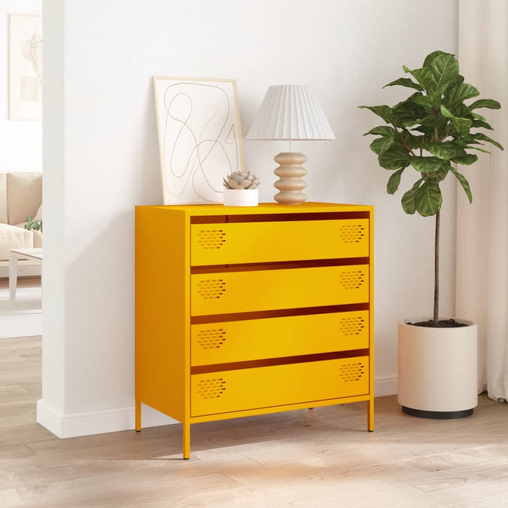 vidaXL Dulap, galben muștar, 68x39x73,5 cm, oțel laminat la rece vidaXL Dulap, galben muștar, 68x39x73,5 cm, oțel laminat la rece