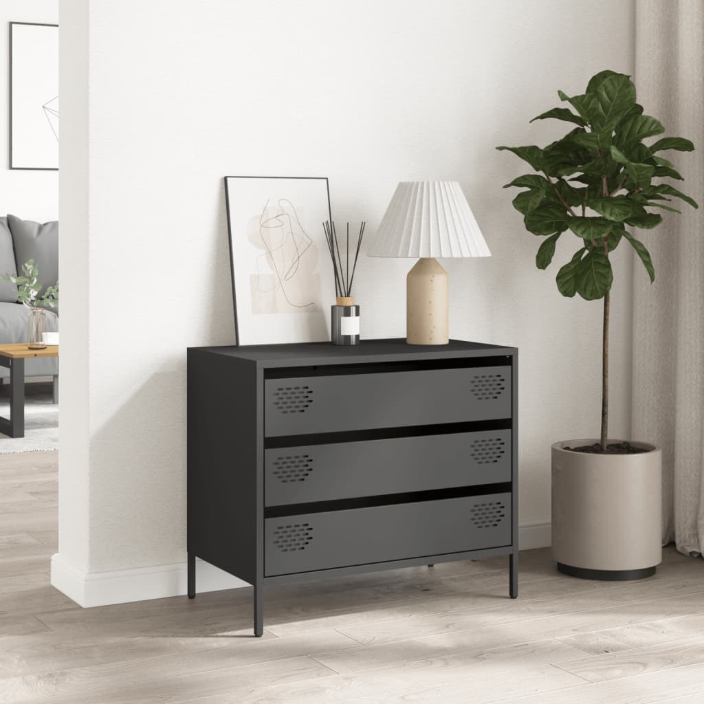 vidaXL Dulap, negru, 68x39x58,5 cm, oțel laminat la rece