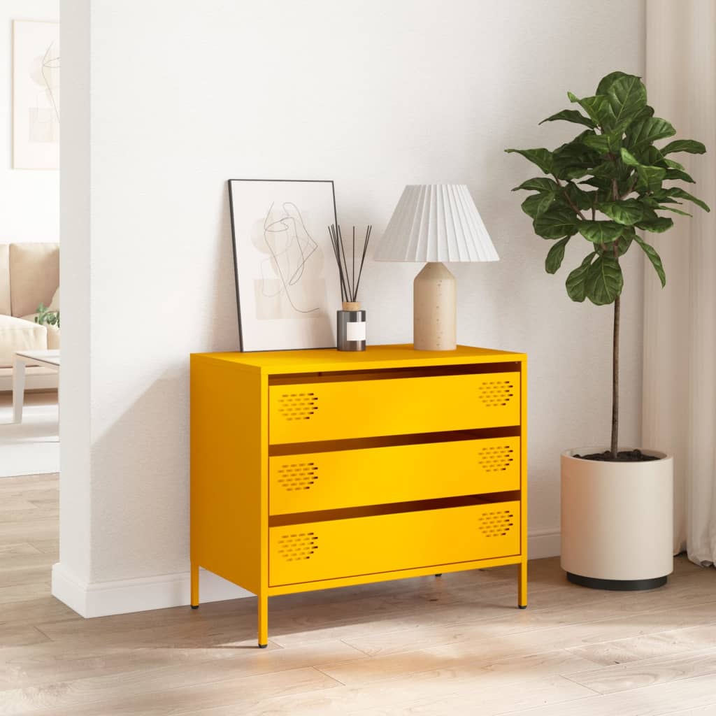 vidaXL Dulap, galben muștar, 68x39x58,5 cm, oțel laminat la rece vidaXL Dulap, galben muștar, 68x39x58,5 cm, oțel laminat la rece