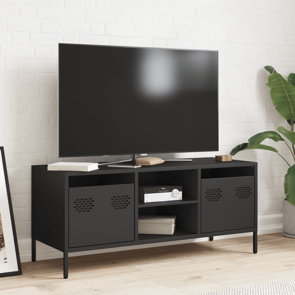 vidaXL Dulap TV, negru, 101,5x39x43,5 cm, oțel laminat la rece
