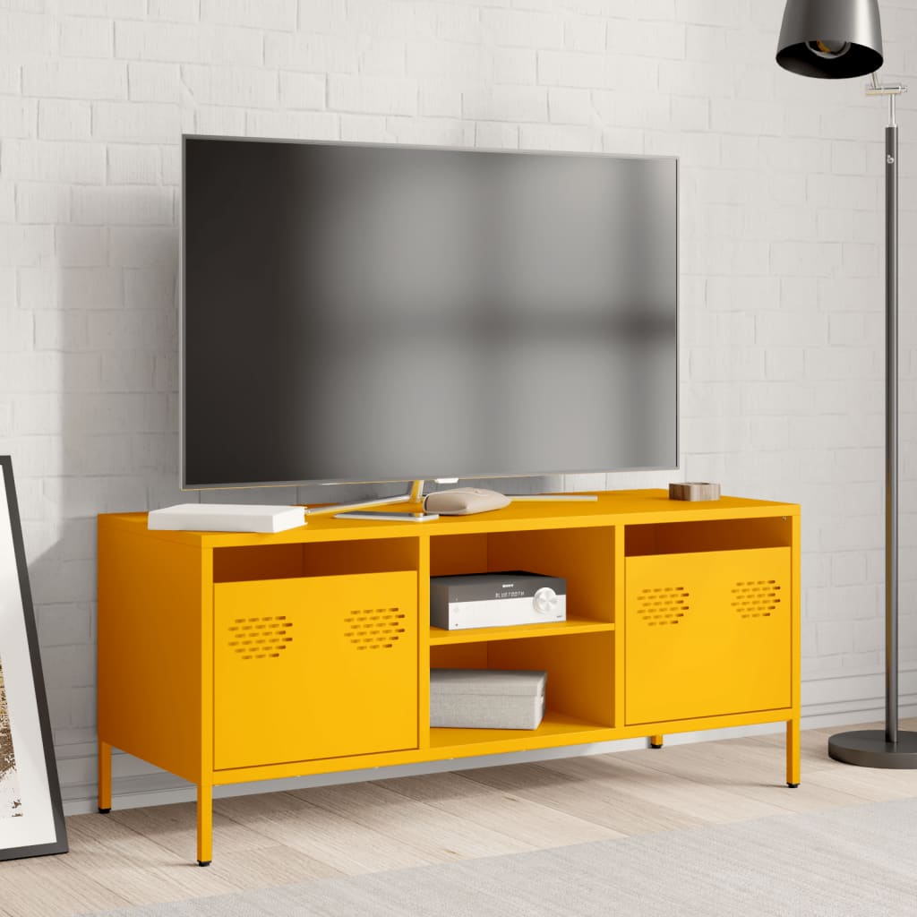 vidaXL Dulap TV, galben muștar, 101,5x39x43,5 cm, oțel laminat la rece