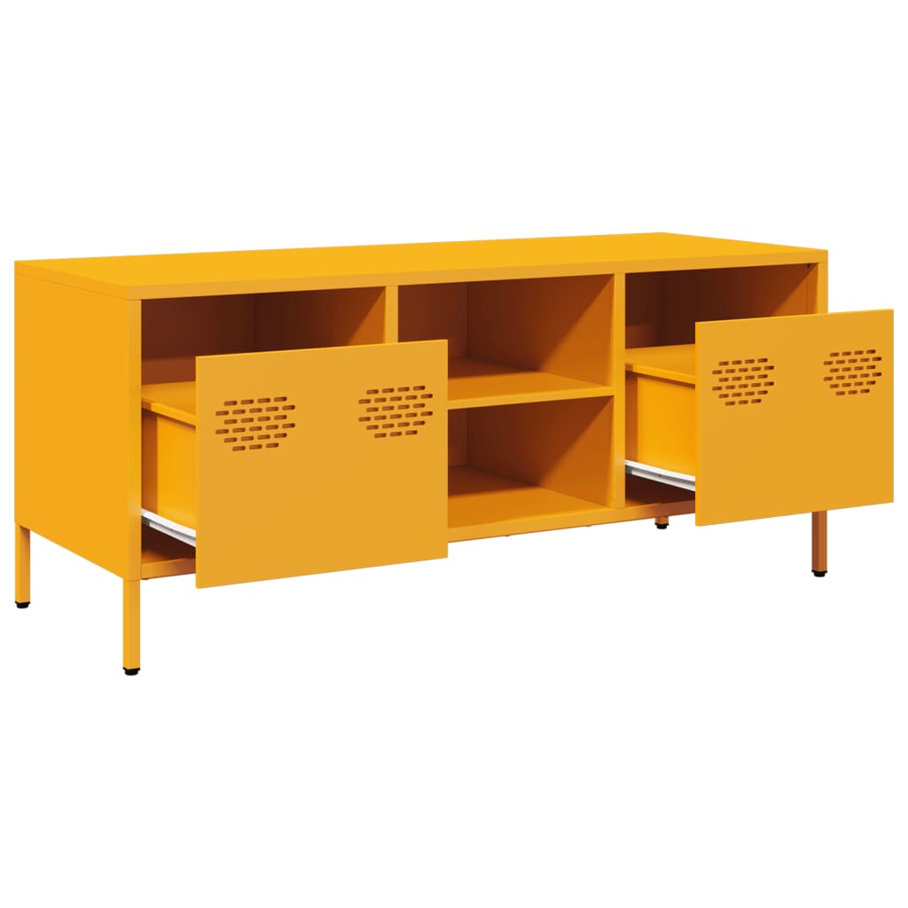 vidaXL Dulap TV, galben muștar, 101,5x39x43,5 cm, oțel laminat la rece