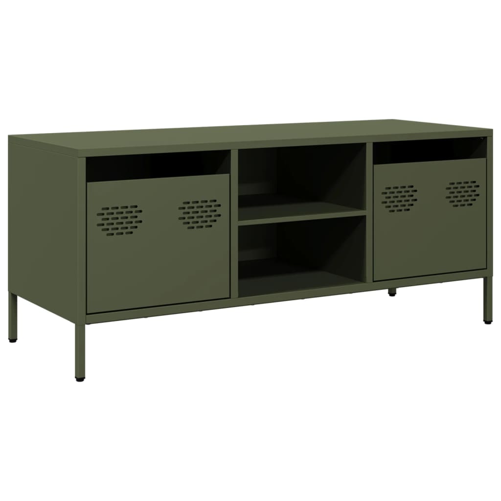 vidaXL Dulap TV, verde măsliniu, 101,5x39x43,5cm, oțel laminat la rece vidaXL Dulap TV, verde măsliniu, 101,5x39x43,5cm, oțel laminat la rece