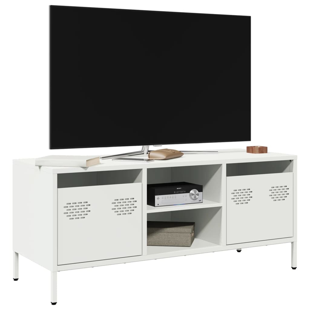vidaXL Dulap TV, alb, 101,5x39x43,5 cm, oțel laminat la rece