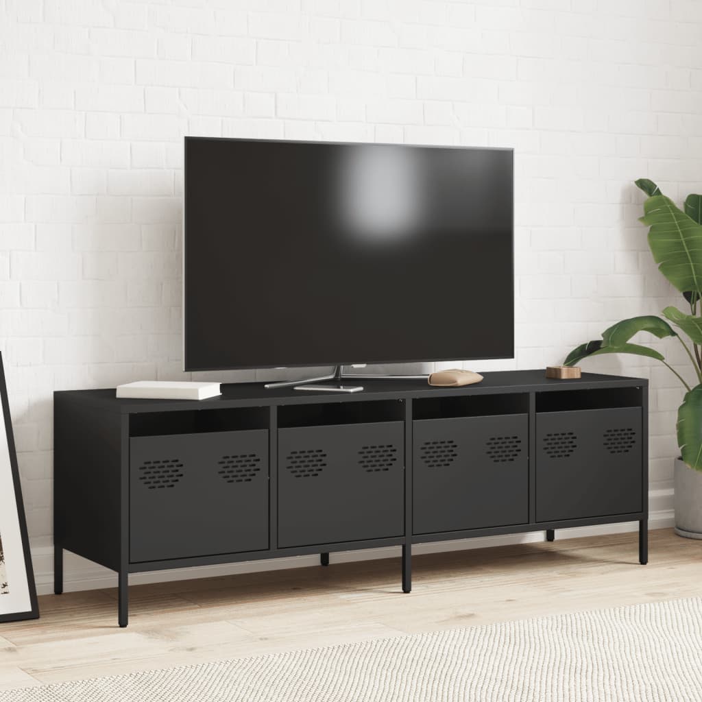 vidaXL Dulap TV, negru, 135x39x43,5 cm, oțel laminat la rece