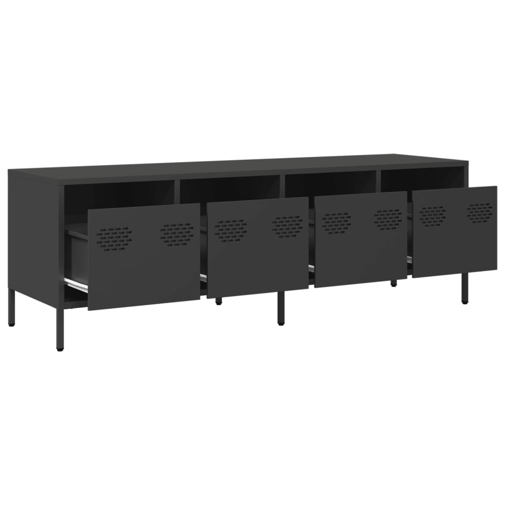vidaXL Dulap TV, negru, 135x39x43,5 cm, oțel laminat la rece