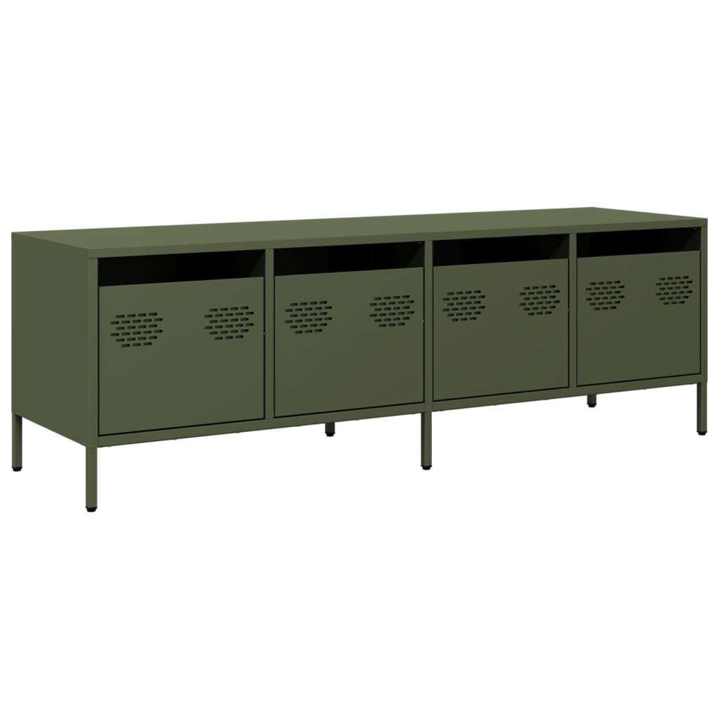 vidaXL Dulap TV, verde măsliniu, 135x39x43,5 cm, oțel laminat la rece vidaXL Dulap TV, verde măsliniu, 135x39x43,5 cm, oțel laminat la rece