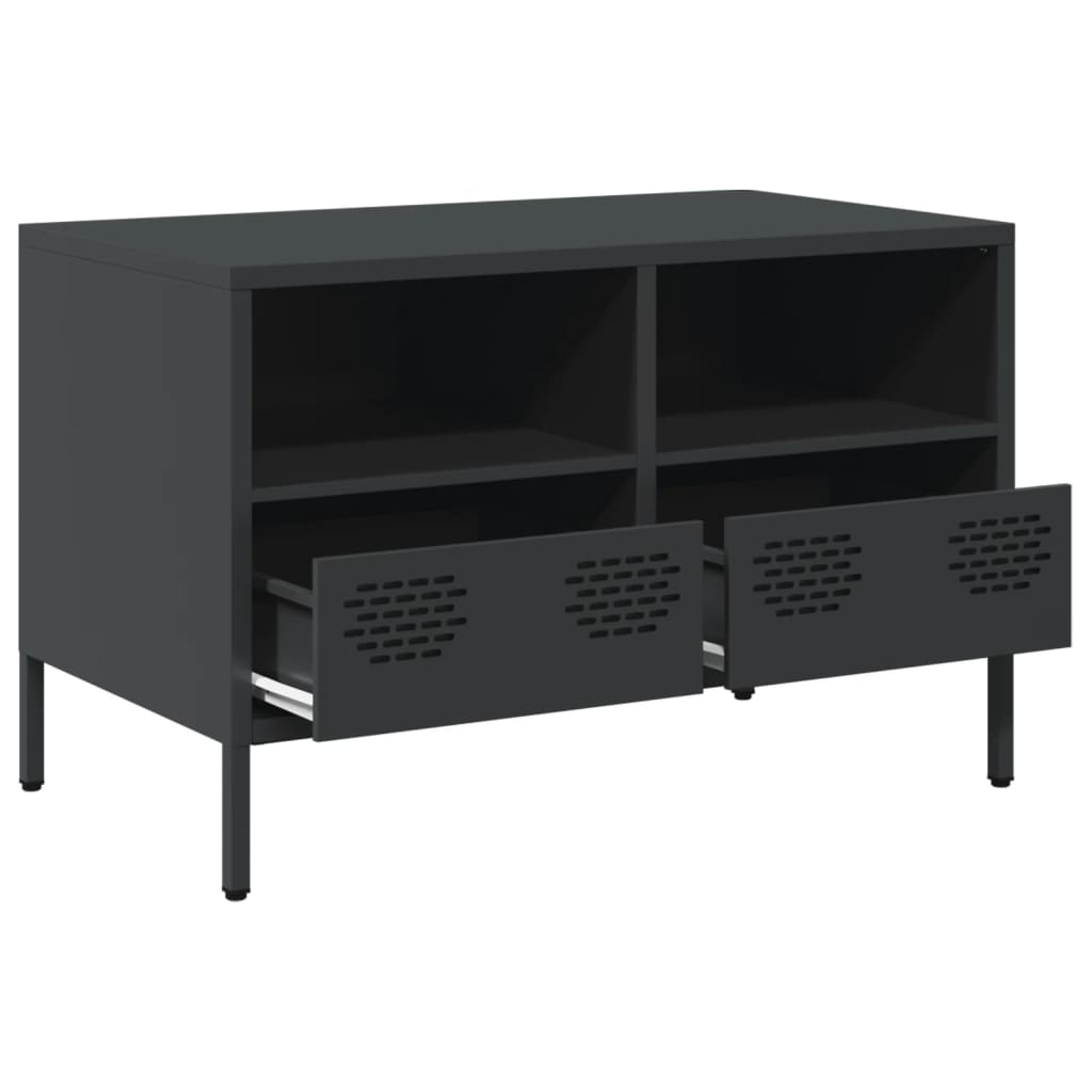 vidaXL Dulap TV, negru, 68x39x43,5 cm, oțel laminat la rece vidaXL Dulap TV, negru, 68x39x43,5 cm, oțel laminat la rece