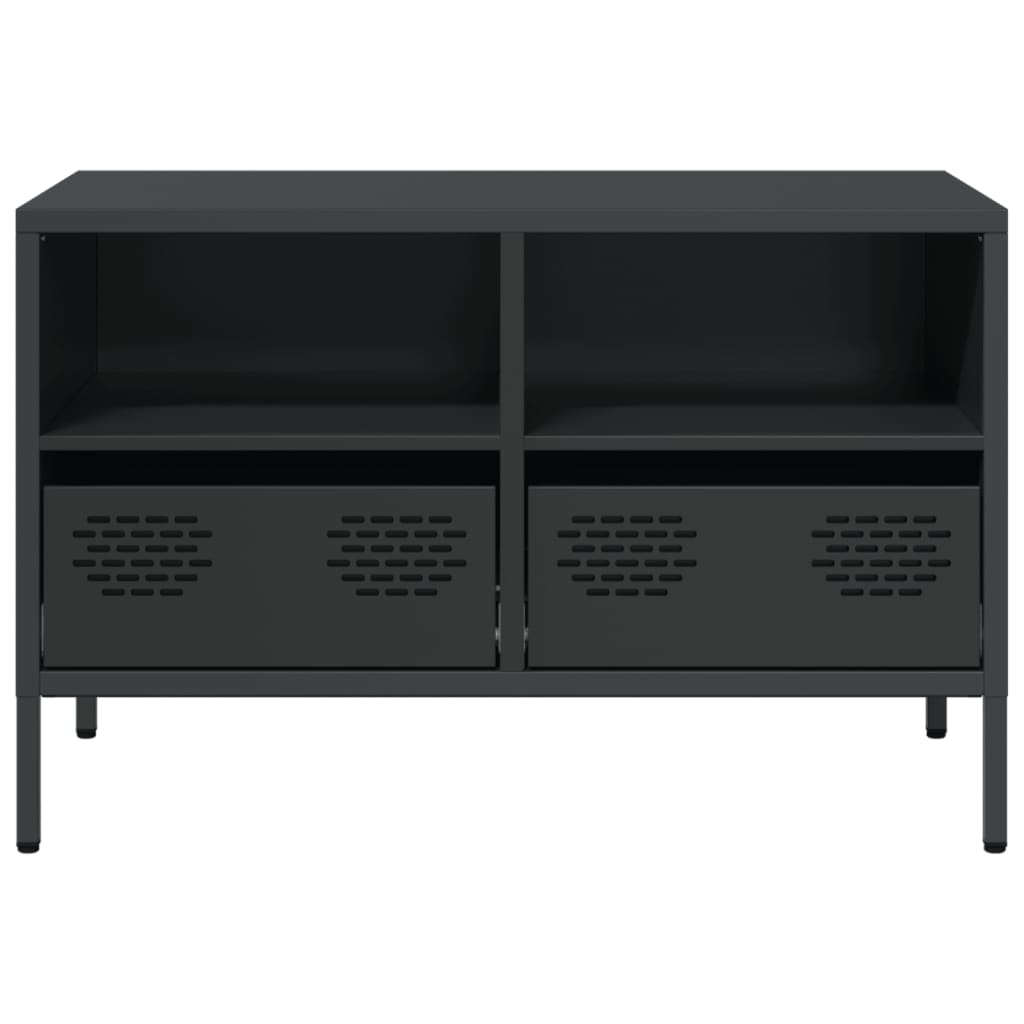 vidaXL Dulap TV, negru, 68x39x43,5 cm, oțel laminat la rece vidaXL Dulap TV, negru, 68x39x43,5 cm, oțel laminat la rece