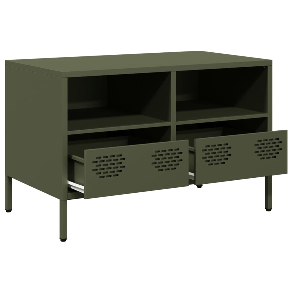 vidaXL Dulap TV, verde măsliniu, 68x39x43,5 cm, oțel laminat la rece vidaXL Dulap TV, verde măsliniu, 68x39x43,5 cm, oțel laminat la rece