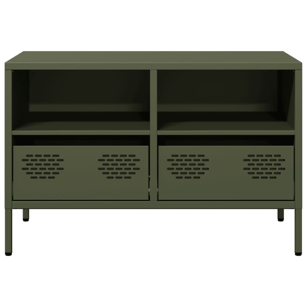vidaXL Dulap TV, verde măsliniu, 68x39x43,5 cm, oțel laminat la rece vidaXL Dulap TV, verde măsliniu, 68x39x43,5 cm, oțel laminat la rece
