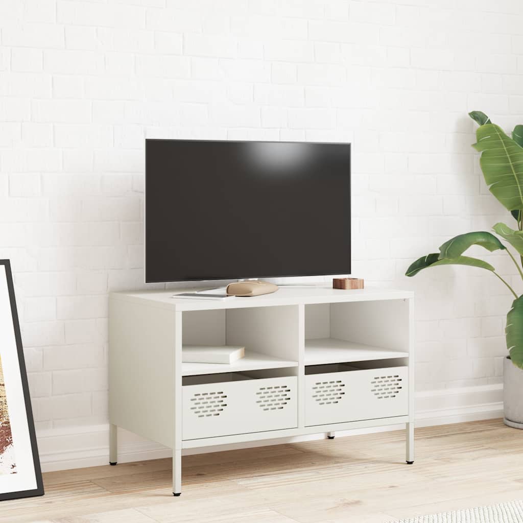 vidaXL Dulap TV, alb, 68x39x43,5 cm, oțel laminat la rece vidaXL Dulap TV, alb, 68x39x43,5 cm, oțel laminat la rece