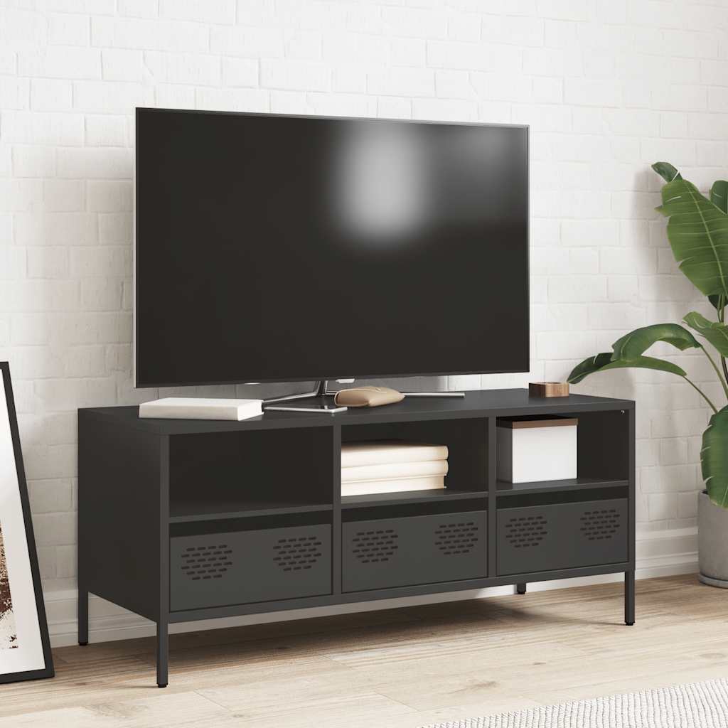vidaXL Dulap TV, negru, 101,5x39x43,5 cm, oțel laminat la rece