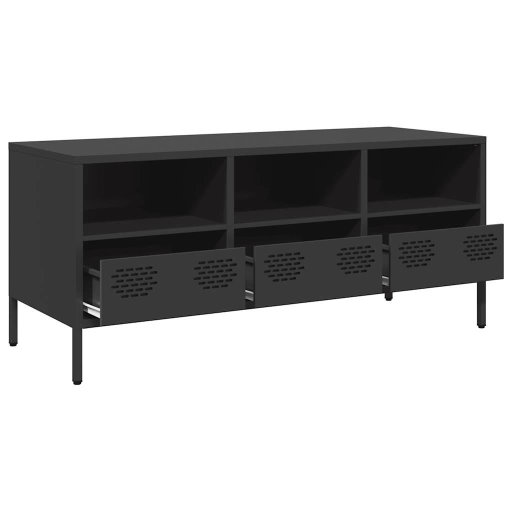vidaXL Dulap TV, negru, 101,5x39x43,5 cm, oțel laminat la rece