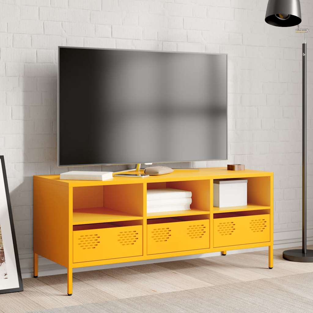 vidaXL Dulap TV, galben muștar, 101,5x39x43,5 cm, oțel laminat la rece