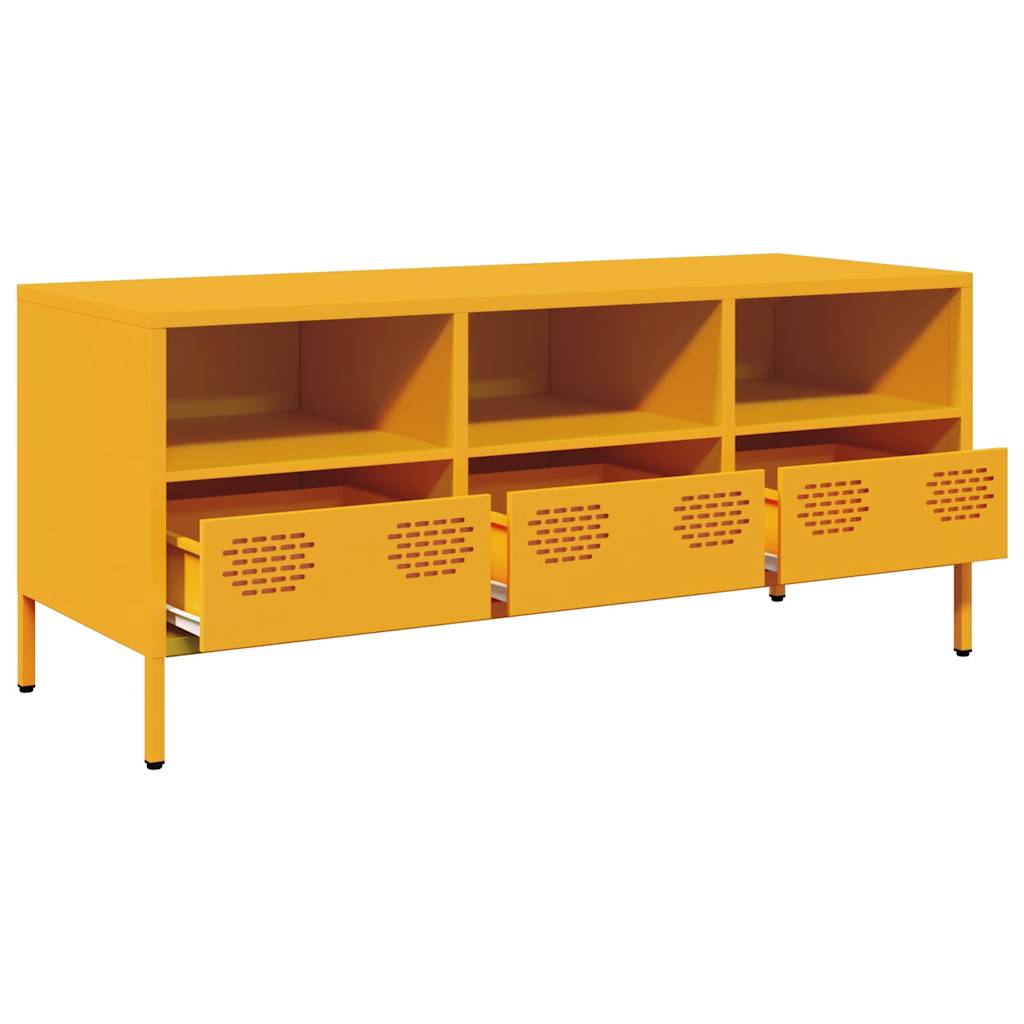 vidaXL Dulap TV, galben muștar, 101,5x39x43,5 cm, oțel laminat la rece