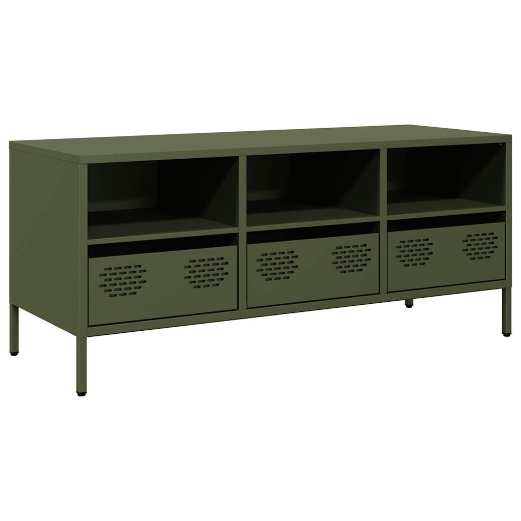 vidaXL Dulap TV, verde măsliniu, 101,5x39x43,5cm, oțel laminat la rece