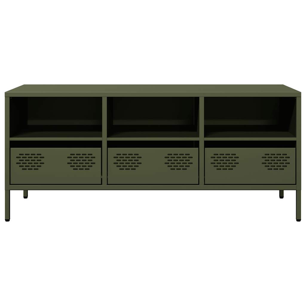 vidaXL Dulap TV, verde măsliniu, 101,5x39x43,5cm, oțel laminat la rece