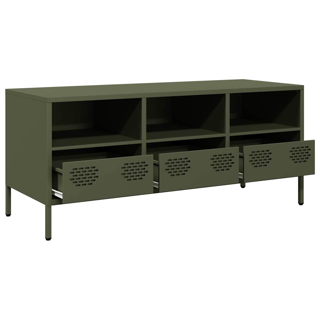 vidaXL Dulap TV, verde măsliniu, 101,5x39x43,5cm, oțel laminat la rece