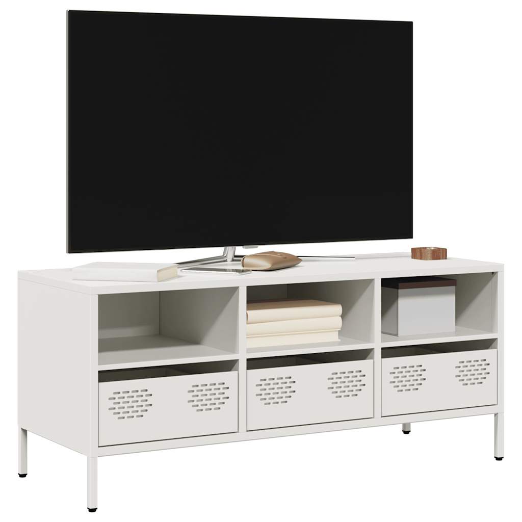 vidaXL Dulap TV, alb, 101,5x39x43,5 cm, oțel laminat la rece