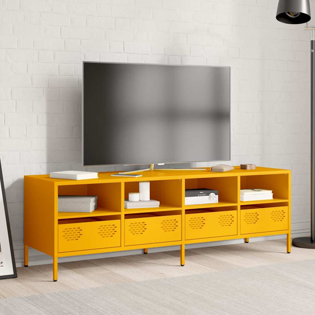 vidaXL Dulap TV, galben muștar, 135x39x43,5 cm, oțel laminat la rece