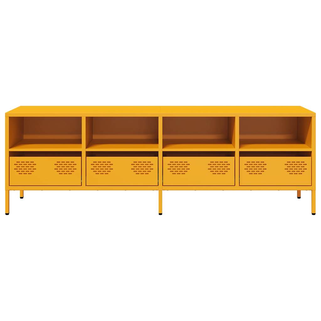 vidaXL Dulap TV, galben muștar, 135x39x43,5 cm, oțel laminat la rece