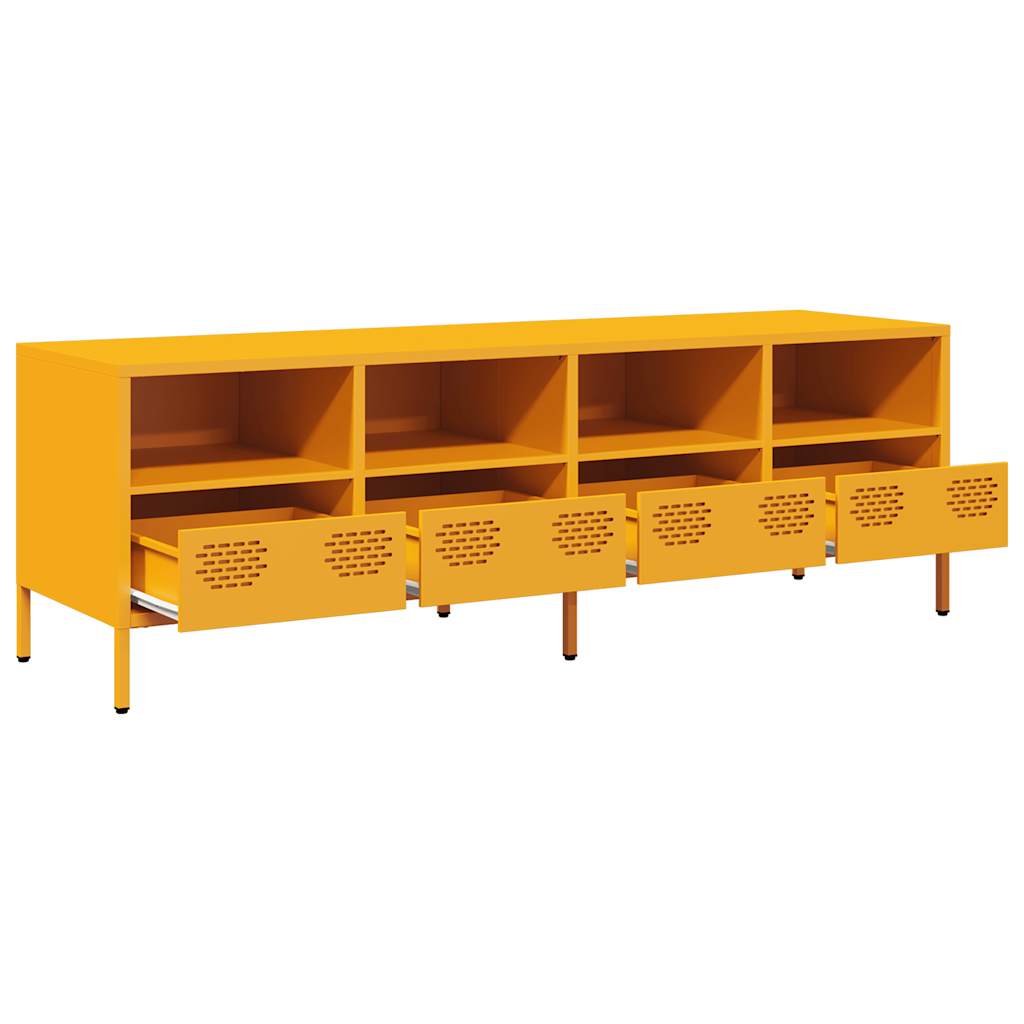 vidaXL Dulap TV, galben muștar, 135x39x43,5 cm, oțel laminat la rece