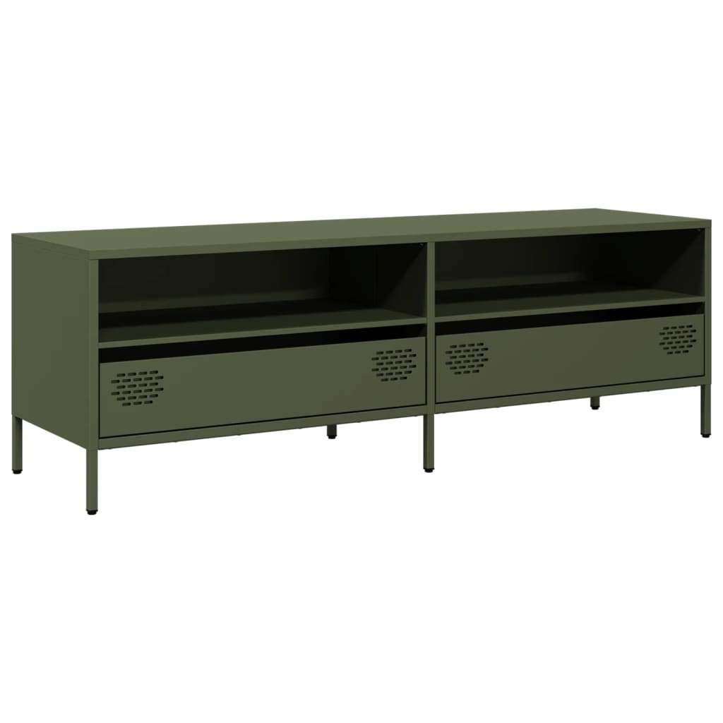 vidaXL Dulap TV, verde măsliniu, 135x39x43,5 cm, oțel laminat la rece vidaXL Dulap TV, verde măsliniu, 135x39x43,5 cm, oțel laminat la rece