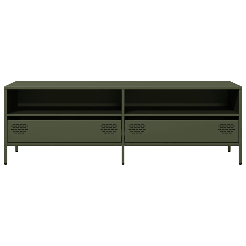 vidaXL Dulap TV, verde măsliniu, 135x39x43,5 cm, oțel laminat la rece vidaXL Dulap TV, verde măsliniu, 135x39x43,5 cm, oțel laminat la rece