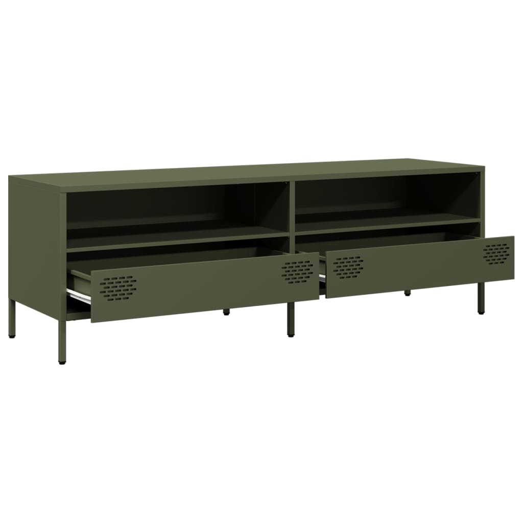 vidaXL Dulap TV, verde măsliniu, 135x39x43,5 cm, oțel laminat la rece vidaXL Dulap TV, verde măsliniu, 135x39x43,5 cm, oțel laminat la rece