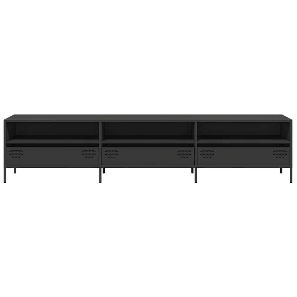vidaXL Dulap TV, negru, 202x39x43,5 cm, oțel laminat la rece vidaXL Dulap TV, negru, 202x39x43,5 cm, oțel laminat la rece