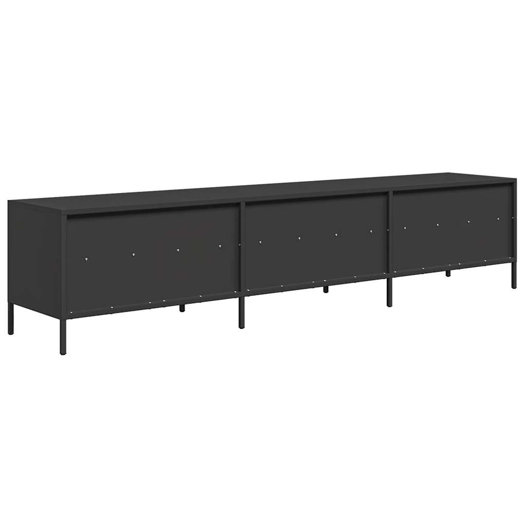 vidaXL Dulap TV, negru, 202x39x43,5 cm, oțel laminat la rece vidaXL Dulap TV, negru, 202x39x43,5 cm, oțel laminat la rece