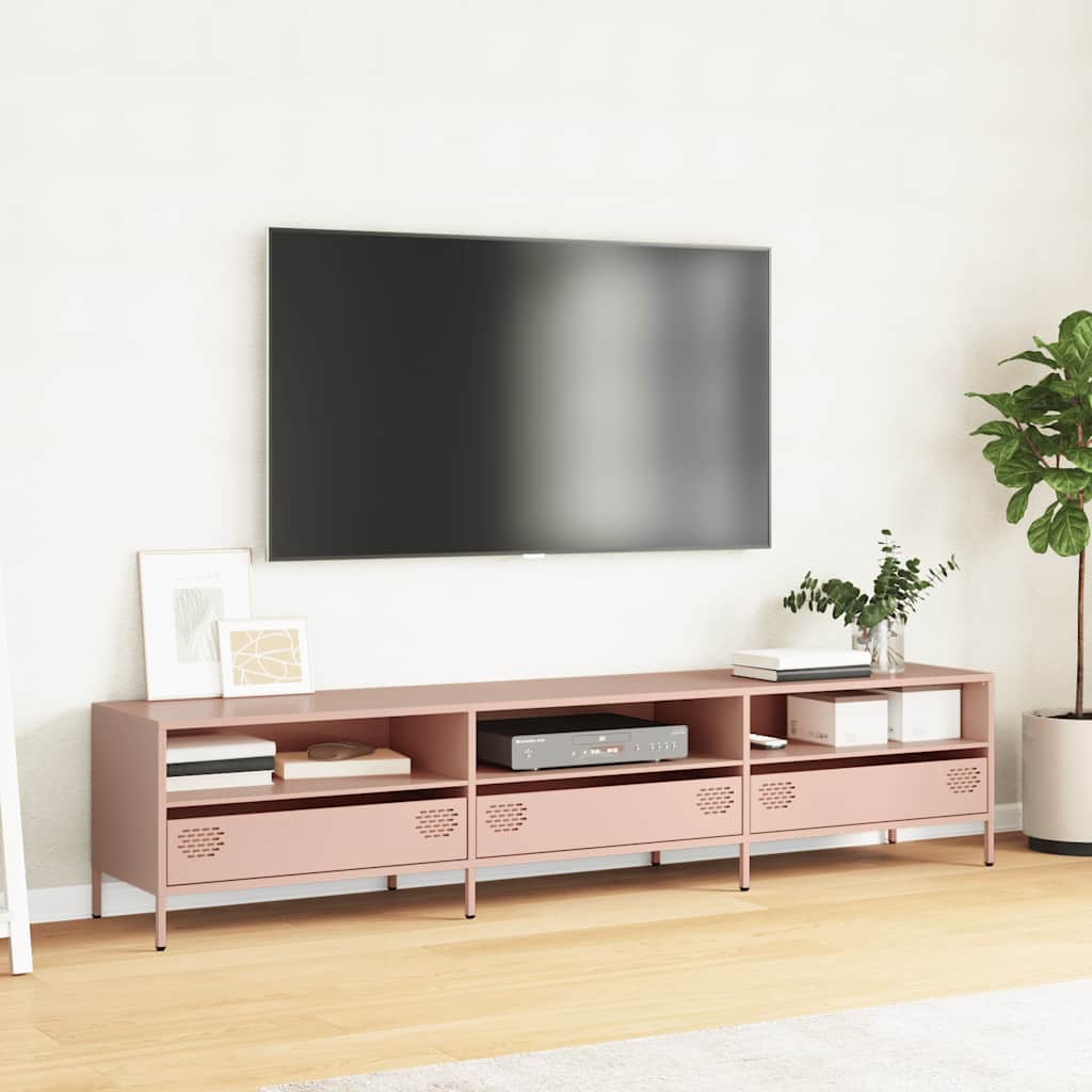vidaXL Dulap TV, roz, 202x39x43,5 cm, oțel laminat la rece vidaXL Dulap TV, roz, 202x39x43,5 cm, oțel laminat la rece