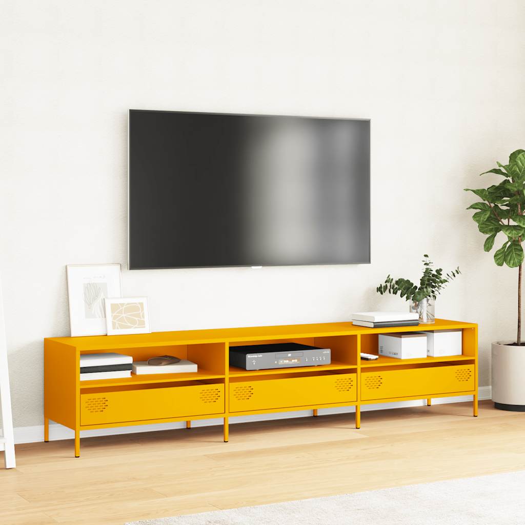 vidaXL Dulap TV, galben muștar, 202x39x43,5 cm, oțel laminat la rece