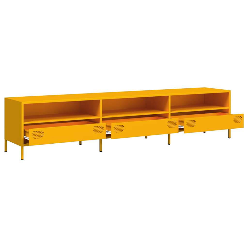 vidaXL Dulap TV, galben muștar, 202x39x43,5 cm, oțel laminat la rece
