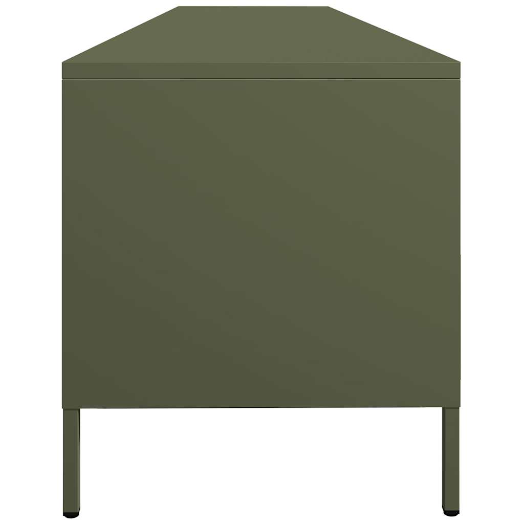 vidaXL Dulap TV, verde măsliniu, 202x39x43,5 cm, oțel laminat la rece vidaXL Dulap TV, verde măsliniu, 202x39x43,5 cm, oțel laminat la rece