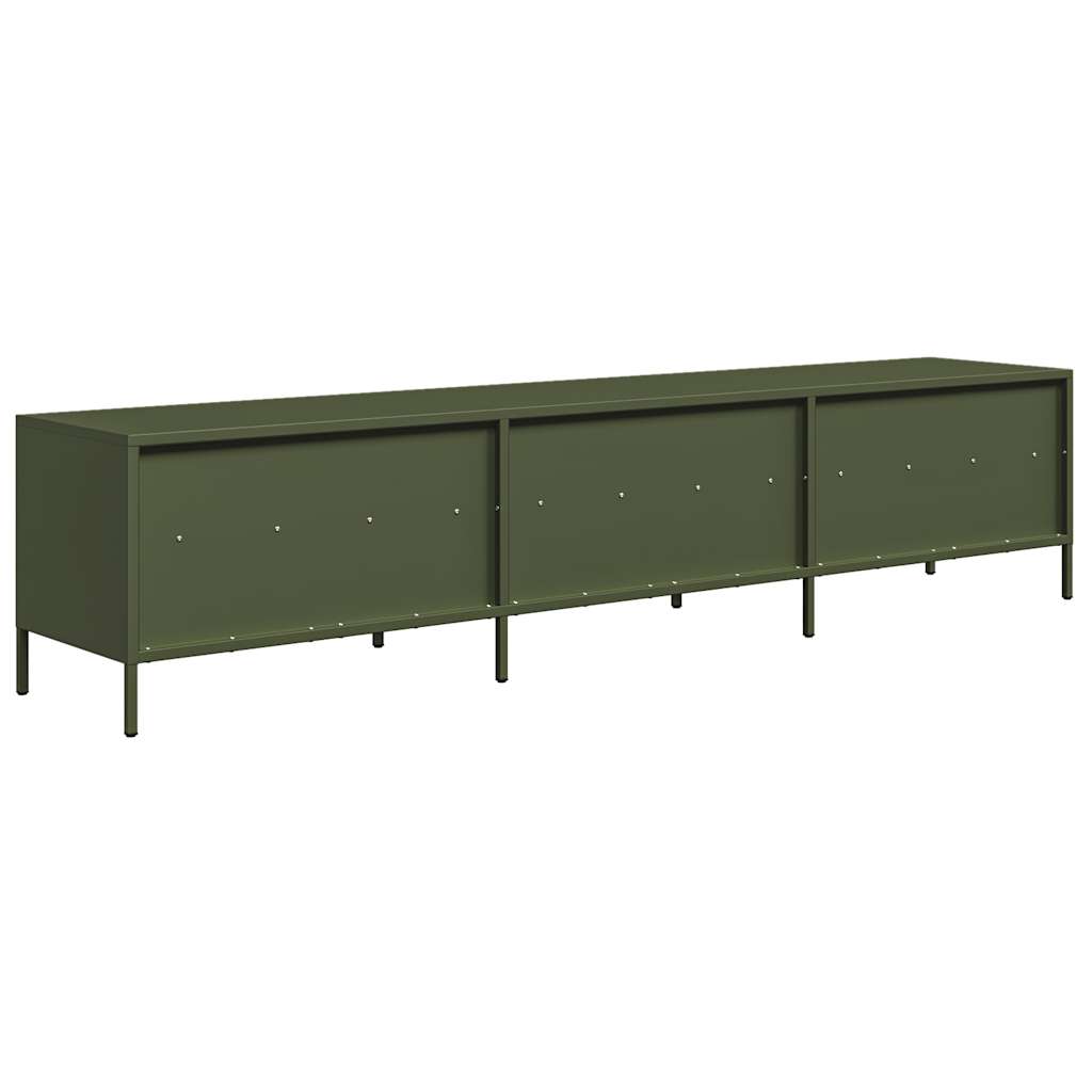 vidaXL Dulap TV, verde măsliniu, 202x39x43,5 cm, oțel laminat la rece vidaXL Dulap TV, verde măsliniu, 202x39x43,5 cm, oțel laminat la rece