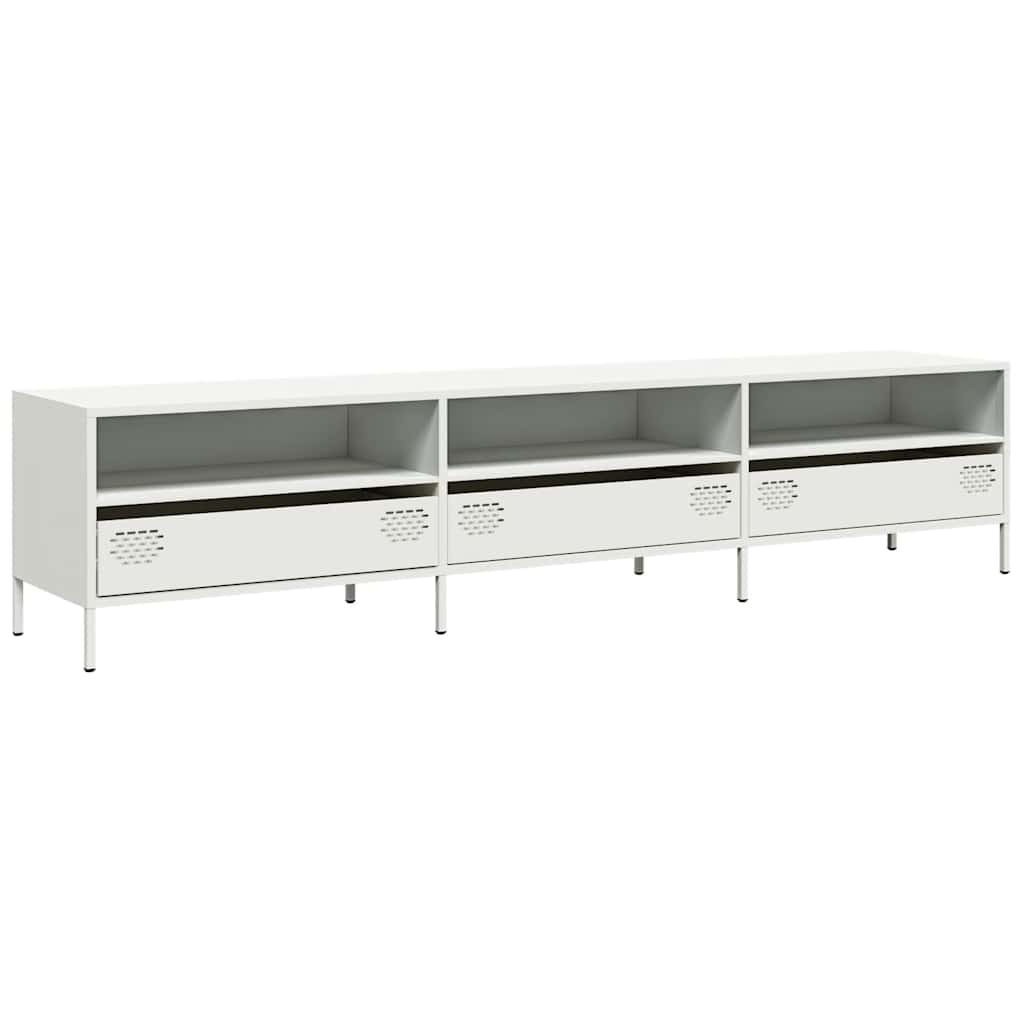 vidaXL Dulap TV, alb, 202x39x43,5 cm, oțel laminat la rece vidaXL Dulap TV, alb, 202x39x43,5 cm, oțel laminat la rece