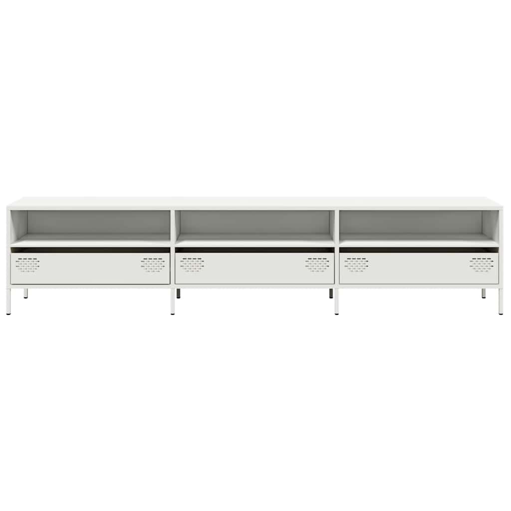 vidaXL Dulap TV, alb, 202x39x43,5 cm, oțel laminat la rece vidaXL Dulap TV, alb, 202x39x43,5 cm, oțel laminat la rece