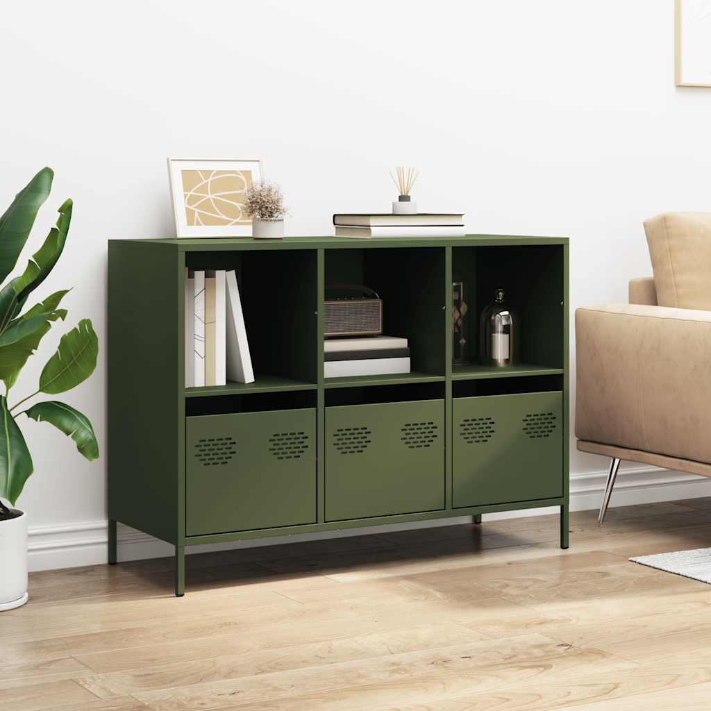 vidaXL Dulap, verde măsliniu, 101,5x39x73,5 cm, oțel laminat la rece