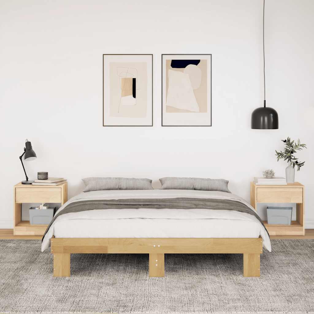 vidaXL Cadru de pat fără saltea 140x200 cm din lemn masiv de stejar vidaXL Cadru de pat fără saltea 140x200 cm din lemn masiv de stejar