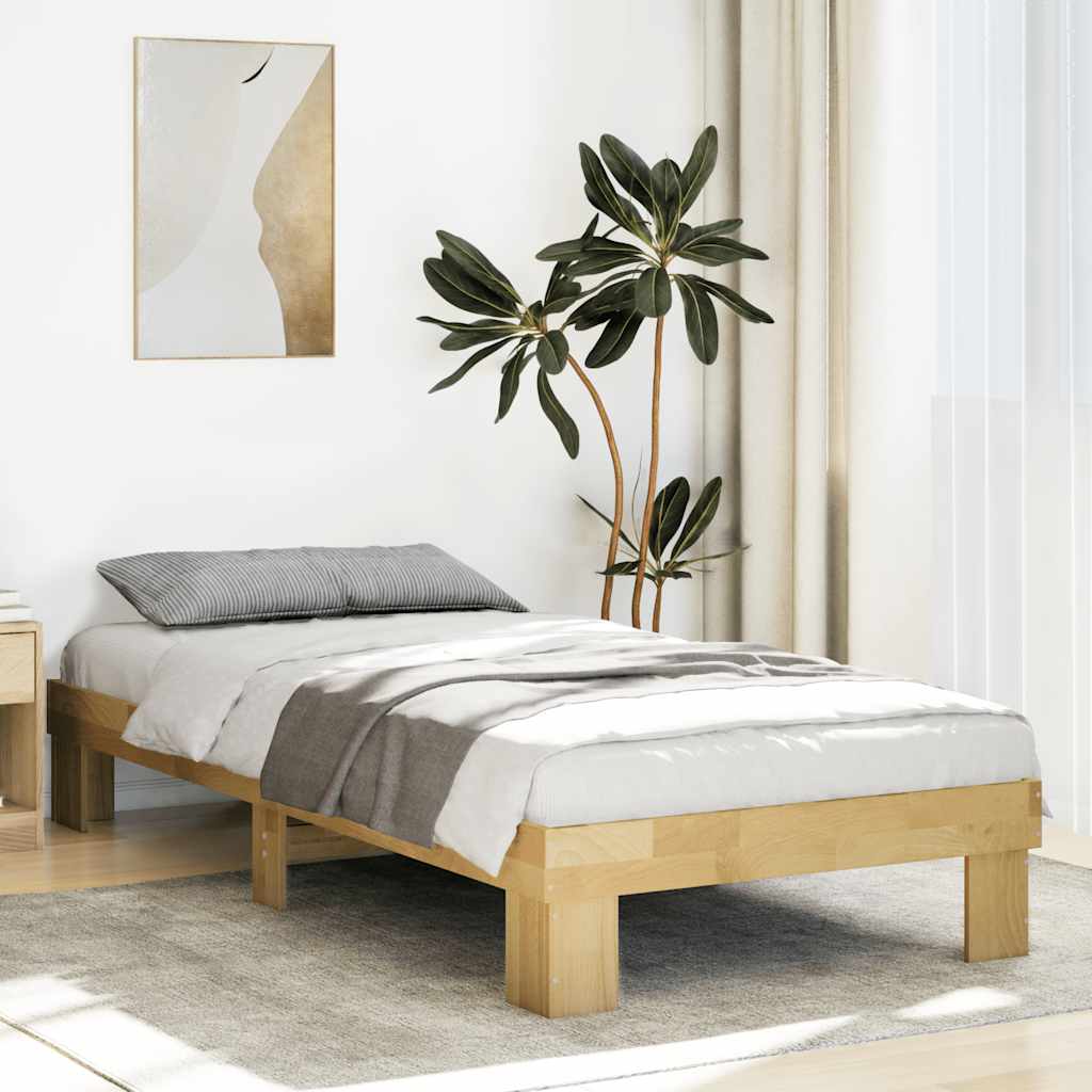 vidaXL Cadru de pat fără saltea 75x190 cm din lemn masiv de stejar vidaXL Cadru de pat fără saltea 75x190 cm din lemn masiv de stejar