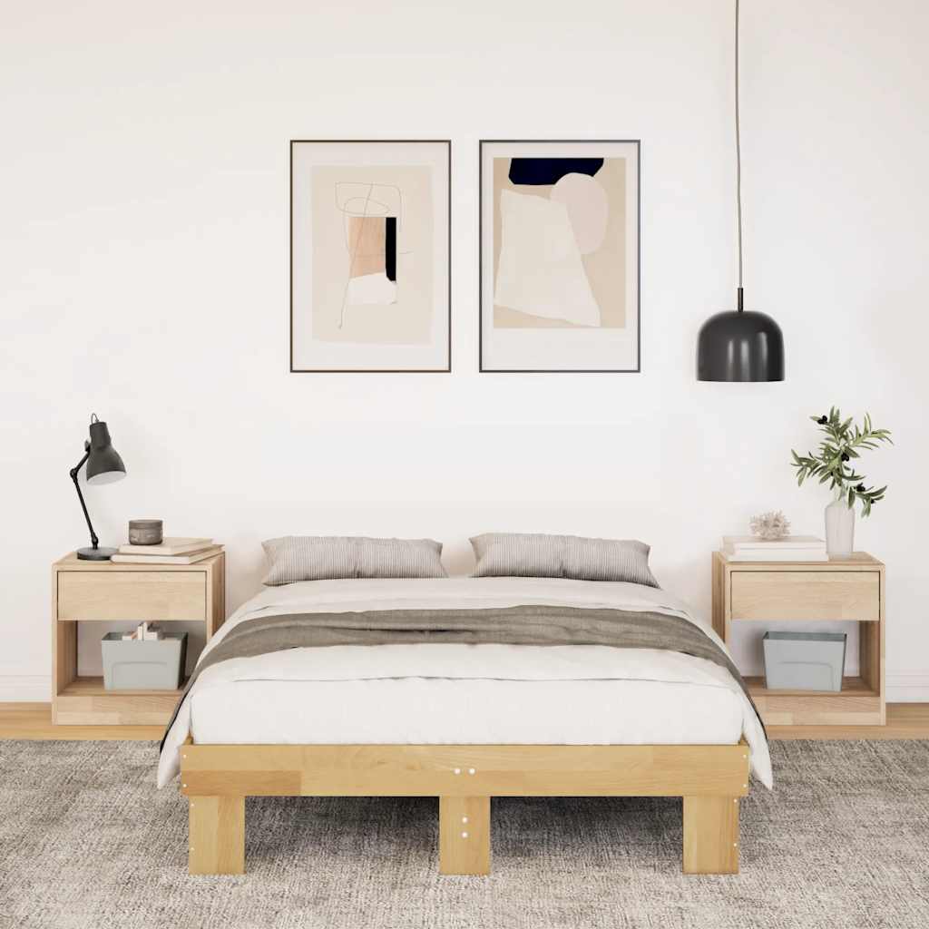 vidaXL Cadru de pat fără saltea 120x190 cm din lemn masiv de stejar vidaXL Cadru de pat fără saltea 120x190 cm din lemn masiv de stejar