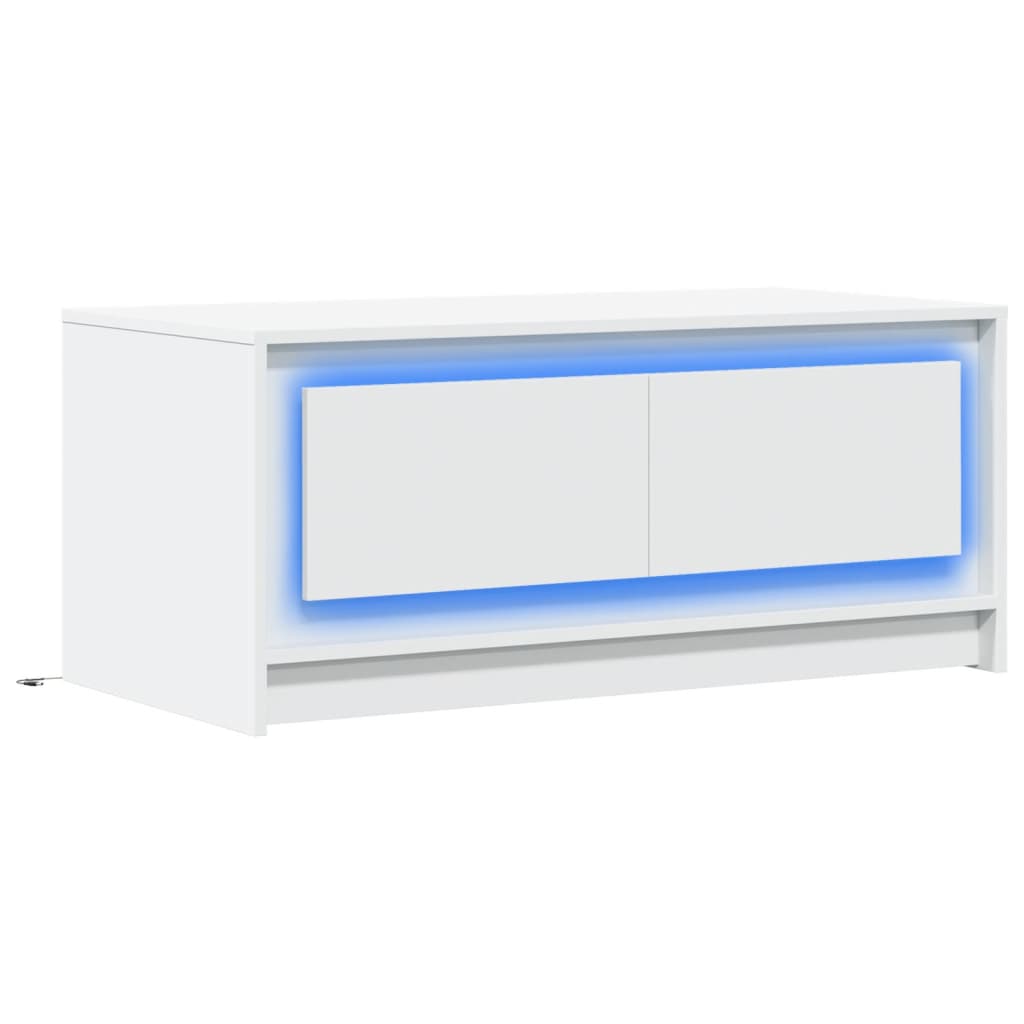 vidaXL Măsuță de cafea cu lumini LED, alb, lemn prelucrat vidaXL Măsuță de cafea cu lumini LED, alb, lemn prelucrat