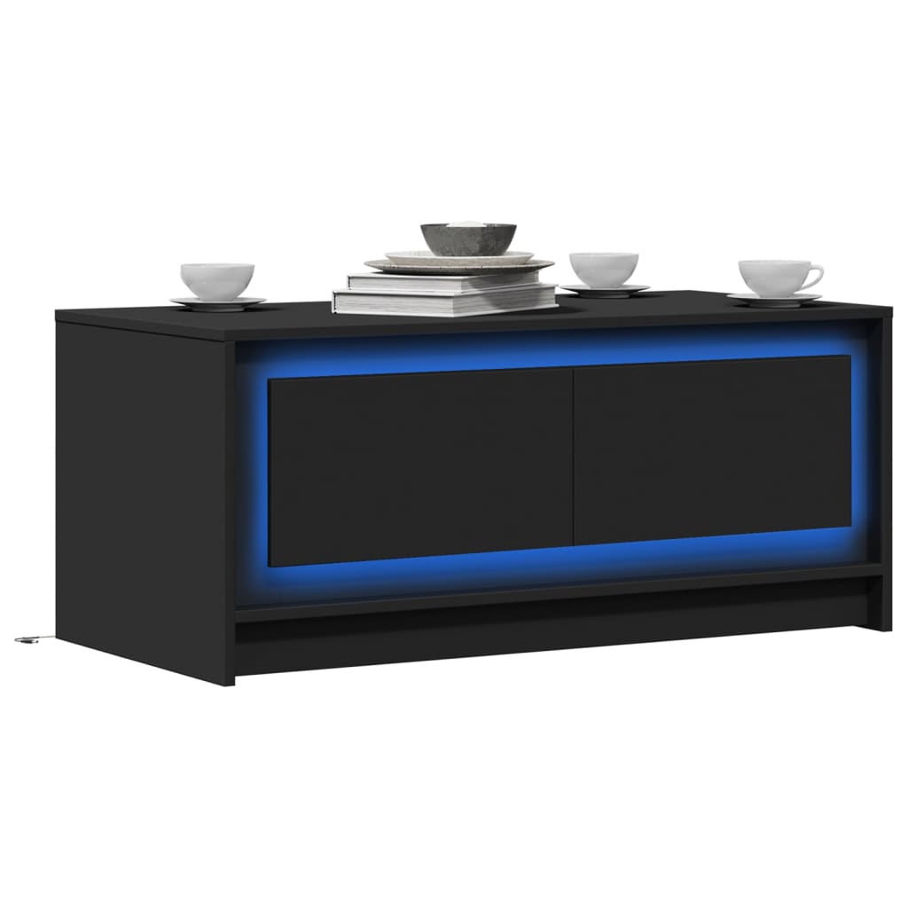 vidaXL Măsuță de cafea cu lumini LED, negru, lemn prelucrat vidaXL Măsuță de cafea cu lumini LED, negru, lemn prelucrat
