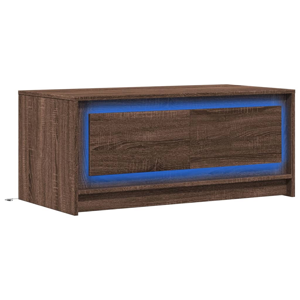vidaXL Măsuță de cafea cu lumini LED, stejar maro, lemn prelucrat vidaXL Măsuță de cafea cu lumini LED, stejar maro, lemn prelucrat