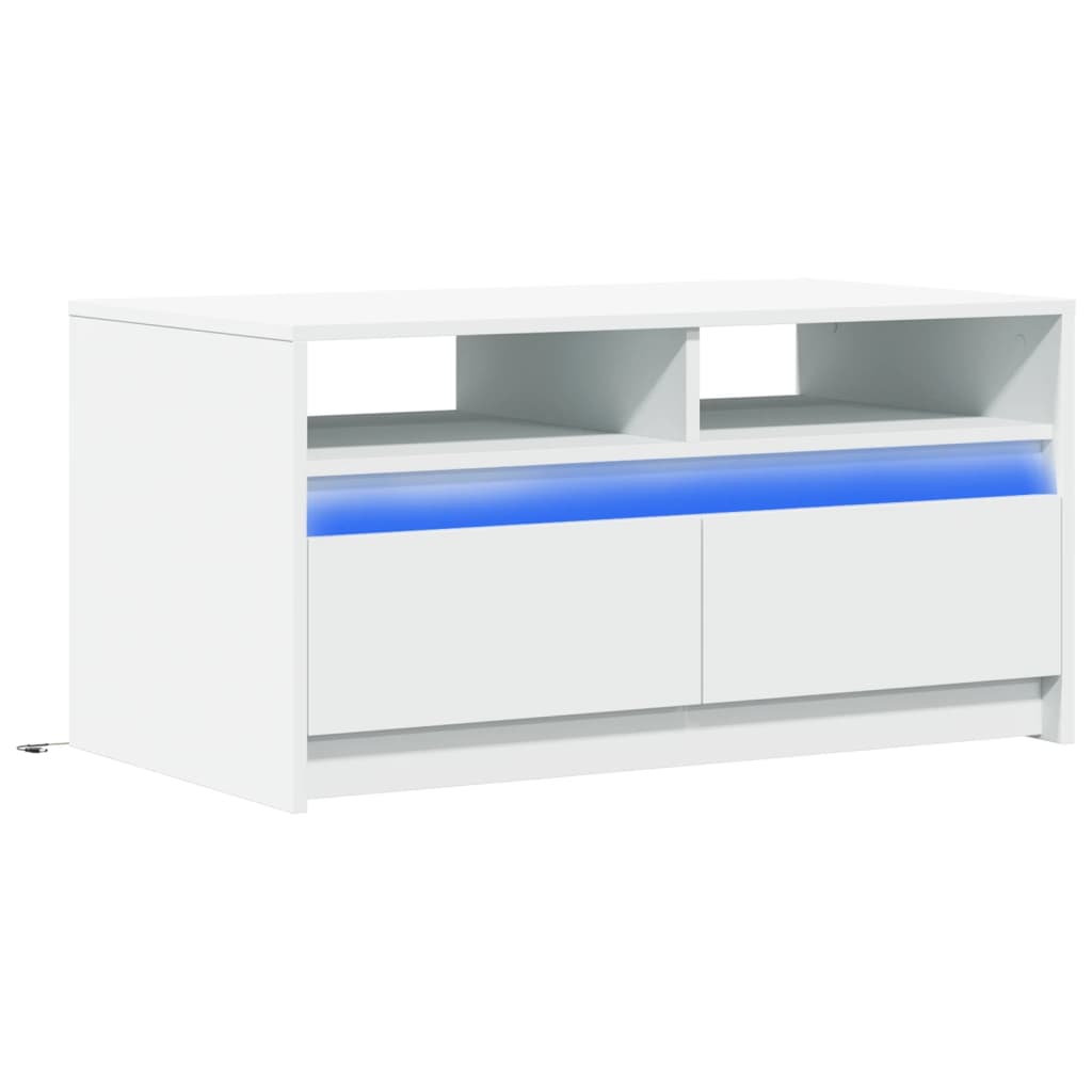vidaXL Măsuță de cafea cu lumini LED, alb, lemn prelucrat vidaXL Măsuță de cafea cu lumini LED, alb, lemn prelucrat
